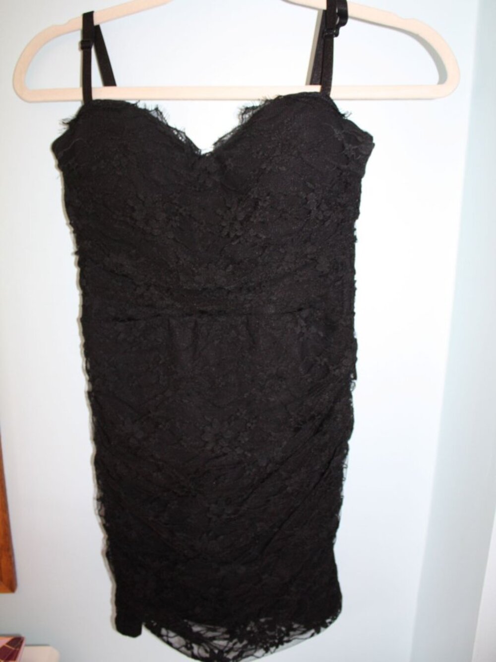 WINDSOR Teen Women's Size XS Black Lace Lined Bodycon Cocktail Midi Formal Dress